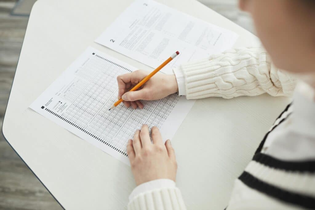 Student taking a standardized test